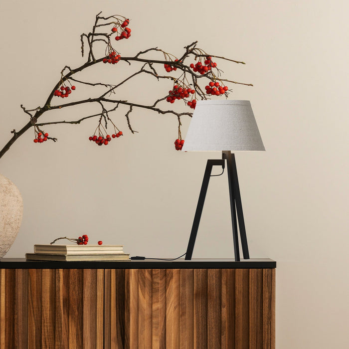 27\" Black Architectural Tripod Table Lamp with Textured Shade 
