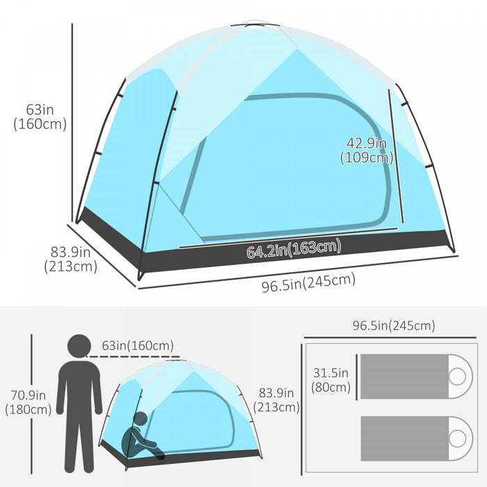 Outsunny 4 Person Camping Tent With Door Windows Backpacking Tent For Family Hiking Travel Hunting P