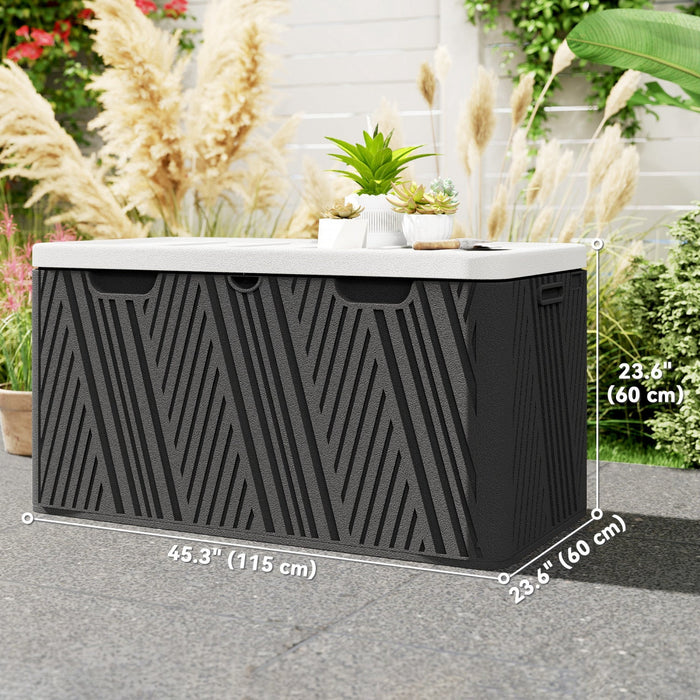 Outsunny 100 Gallon Outdoor Storage Box, Waterproof And Lockable Deck Box
