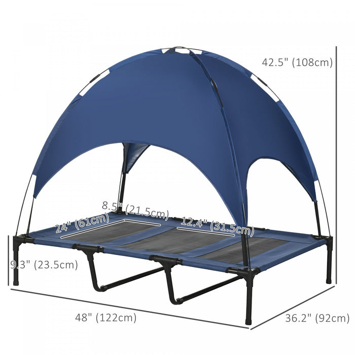 Pawhut Elevated Dog Bed With Canopy, Portable Raised Dog Cot For Xl Sized Dogs, Indoor & Outdoor, 48