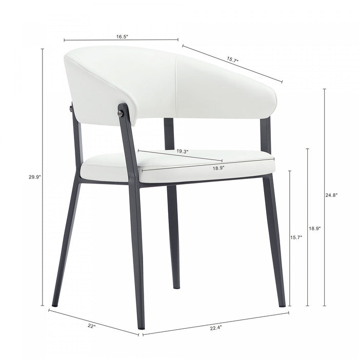 Belle Modern Metal Upholstered Dining Chair in White - Set of 2 