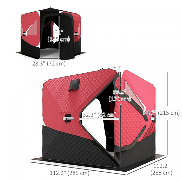 Outsunny Insulated Ice Fishing Tent With Oversized Doors For 3-4 Person