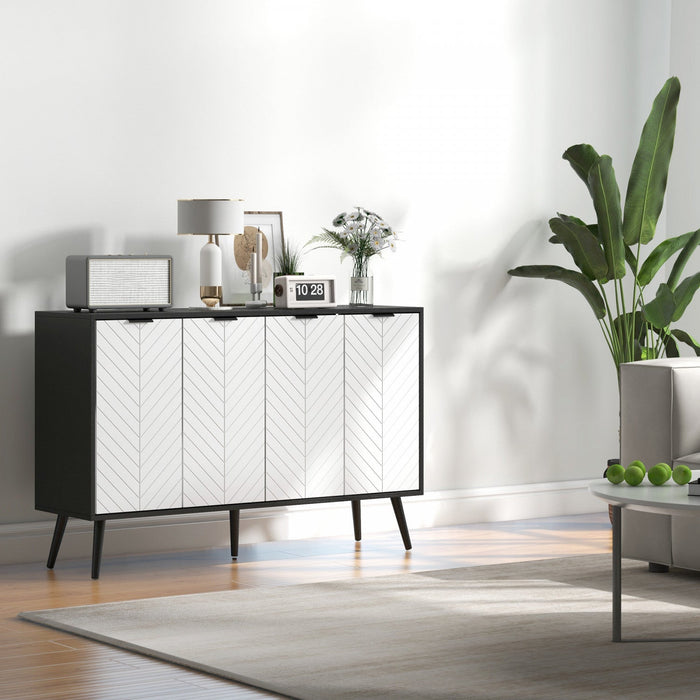 HOMCOM 47" Sideboard, Buffet Cabinet with Adjustable Shelves, Black