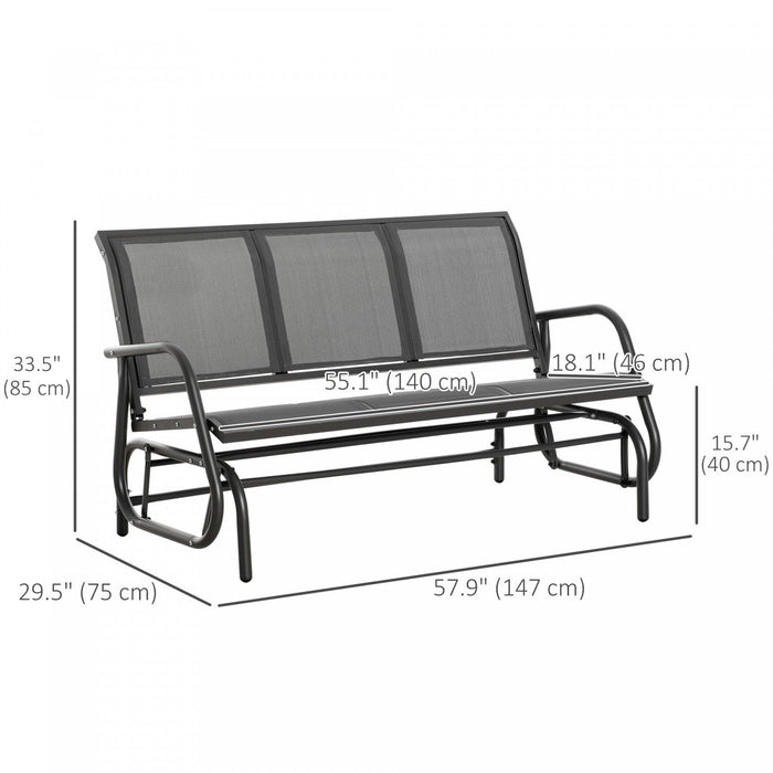 Outsunny 3-seat Outdoor Glider Chair, Patio Rocking Chair, Grey