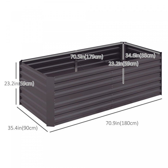 Outsunny Raised Garden Bed, 71\" X 35\" X 23\" Galvanized Steel Planters For Outdoor Plants With Multi-
