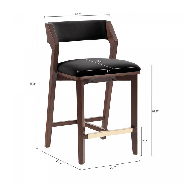 Patricia Modern Wood Upholstered Counter Stool in Black Armoire 