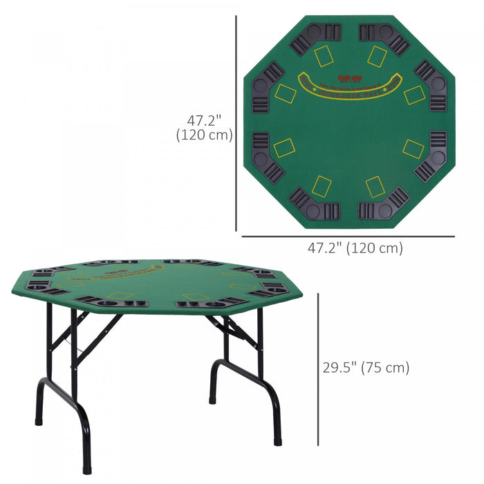 Soozier 47" 8 Player Blackjack Folding Poker Table with Cup Holders, Green