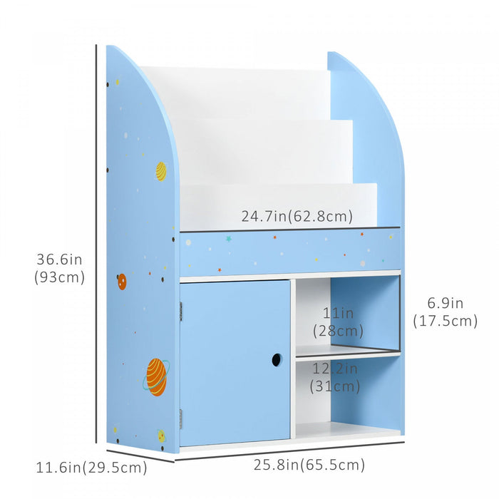 Qaba Kids Bookshelf, Toy Storage Organizer With Cabinet, Freestanding Children Bookcase With Love He