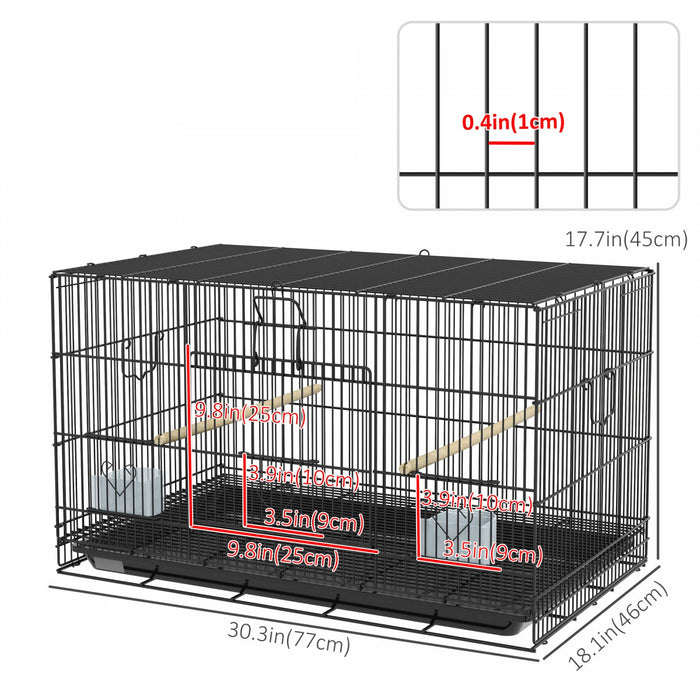 Pawhut 17.7\" Birdcage For Canaries, Lovebirds Finches, Budgie Cage With Removable Tray, Bottom Mesh 
