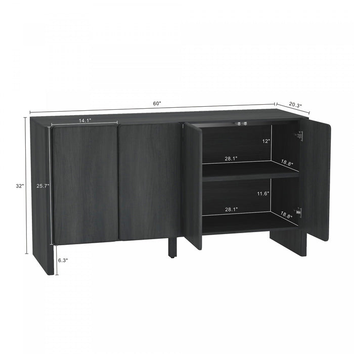Linda Modern 60\" Sideboard in Charcoal Gray Buffet 