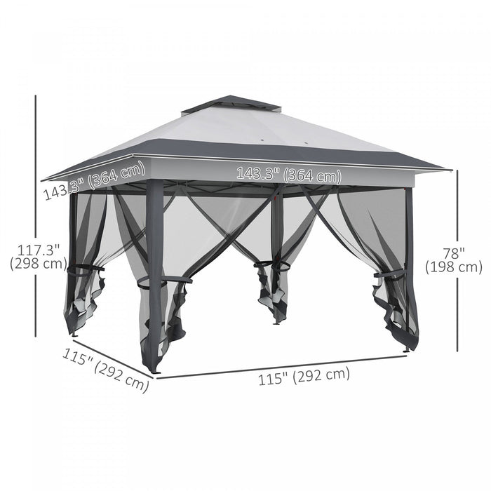Outsunny 12' X 12' Foldable Pop-up Party Tent Instant Canopy Sun Shade Gazebo Shelter Steel Frame Ox