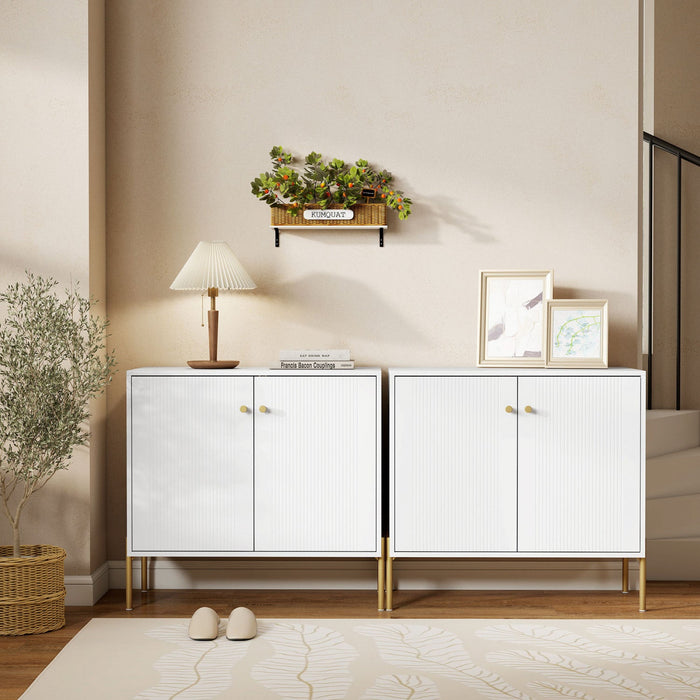 HOMCOM Sideboard with Fluted Doors, 32" Modern Buffet Cabinet, White