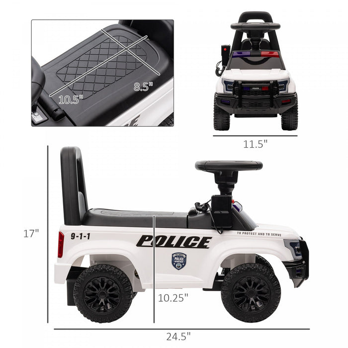 Aosom Kids Ride On Sliding Car With Hidden Under Seat Storage, Ride On Police Car For Toddler With M