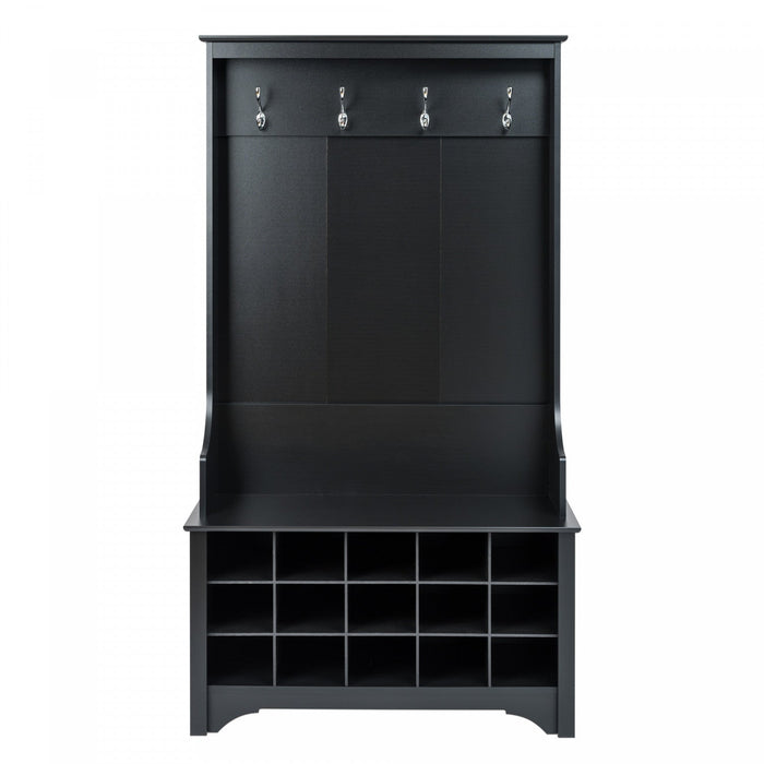 Hall Tree with Shoe Storage - Black