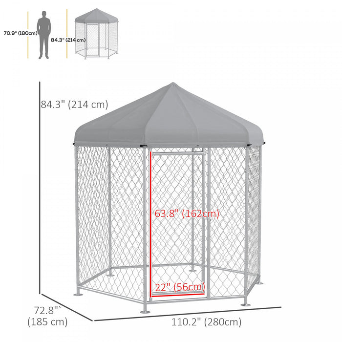Pawhut Outdoor Dog Kennel Dog Run With Waterproof, Uv Resistant Cover For Medium And Large Sized Dog
