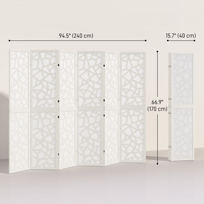 HOMCOM 6 Panel Room Divider, 5.6 FT Lightweight Privacy Screen, White