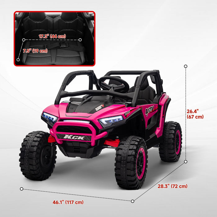 Qaba 24v 7ah Ride On Truck, 2 Seater 4wd Battery Powered Ride-On Electric Car For Kids With 4 Spring