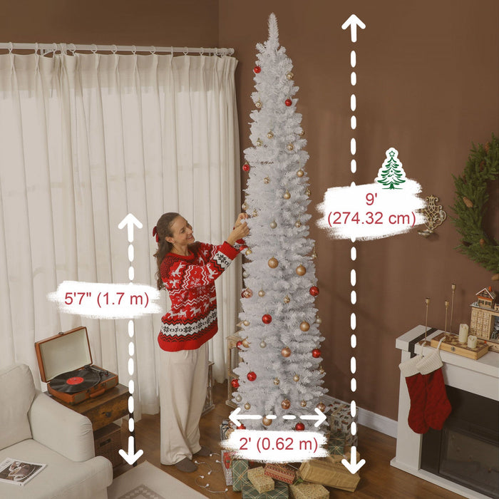 HOMCOM 9ft Christmas Tree with DIY Synchronized LEDs, Xmas Tree, White