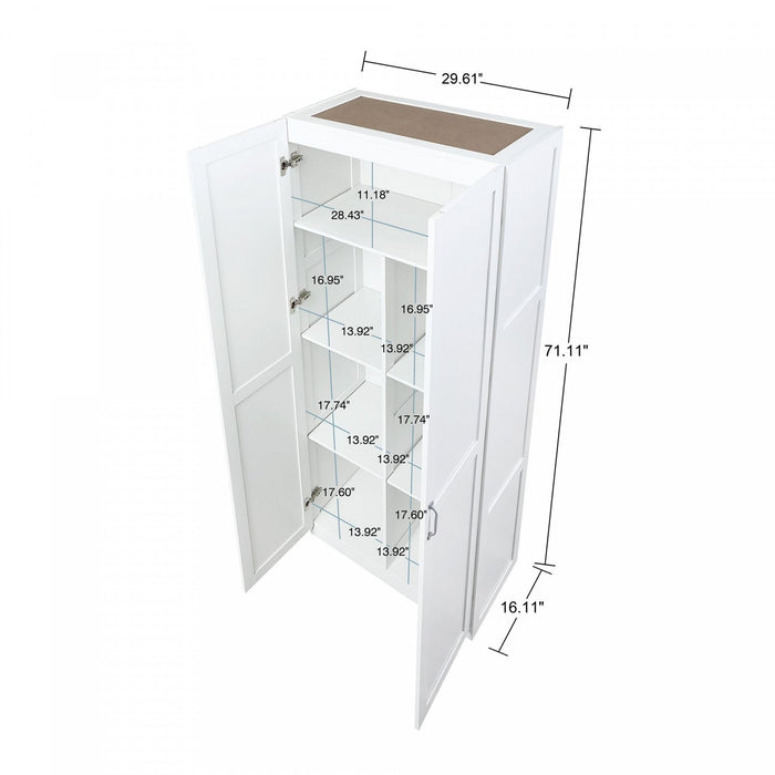 Cornelia Modern 30\" Storage Cabinet in White (7-Shelf) 