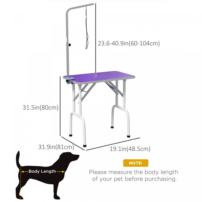 Pawhut 32in Foldable Dog Grooming Table For Small Dogs, Pet Grooming Table For Dogs Cats With Adjust