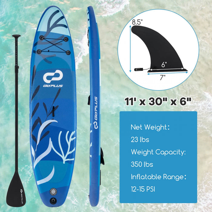 Goplus Large Inflatable Sup Board, Portable Paddle Board With 5d Rings Stand Up Paddle Board For Youth & Adult Navy