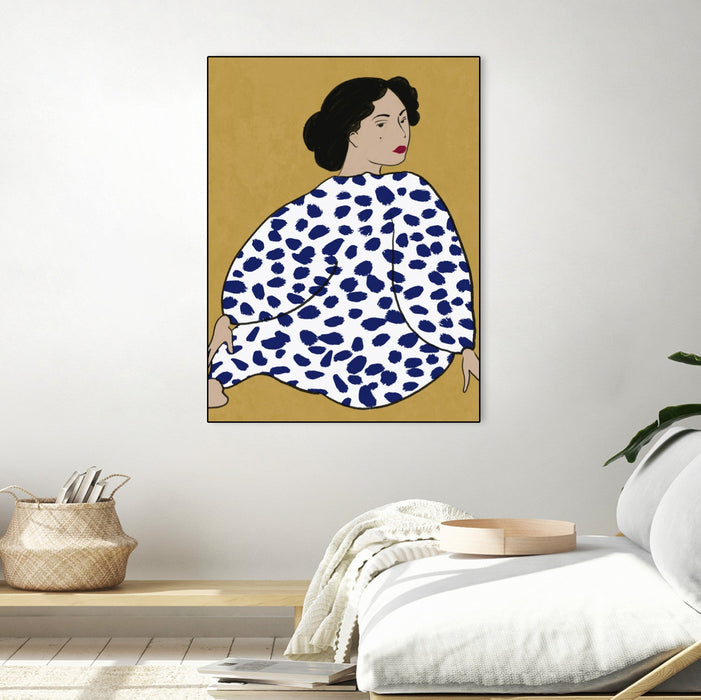 \"Happy Girl\" Canvas Framed Black 24x32 Wall Art