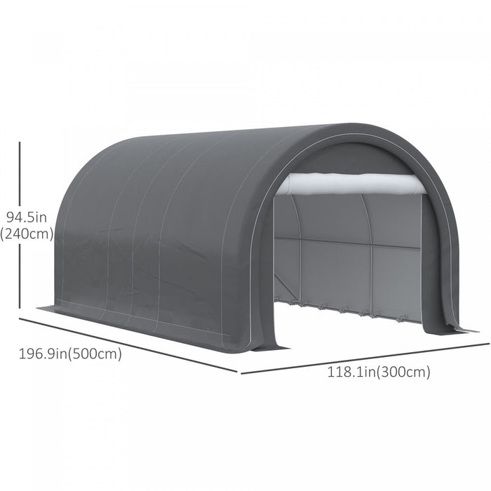 Outsunny 10' X 16' Carport Storage Tent Anti-uv Pe Portable Garage, Grey