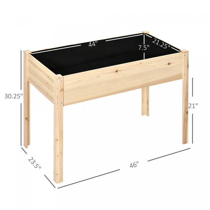 Outsunny 46'' X 24'' Raised Garden Bed, Wooden Elevated Planter Box With Non-woven Liner For Vegetab