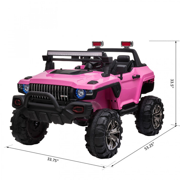 Aosom Kids Ride-on Car 12v Rc 2-seater Police Truck Electric Car For Kids With Full Led Lights, Mp3,
