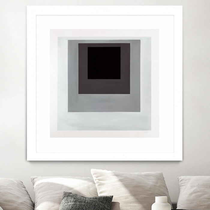 \"Inside Box Thinker\" Matted and Framed White 36x36 Wall Art