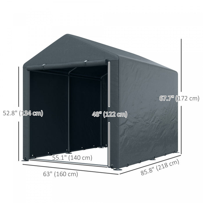 Outsunny Storage Tent, Portable Outdoor Shed With Large Door, Dark Grey