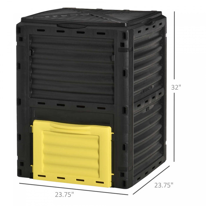 Outsunny Garden Compost Bin Large Outdoor Compost Container Yellow