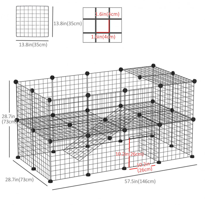 Pawhut 36 Pcs Metal Mesh Pet Playpen Portable Diy Small Animal Cage House Kennel Crate Fence With Ma