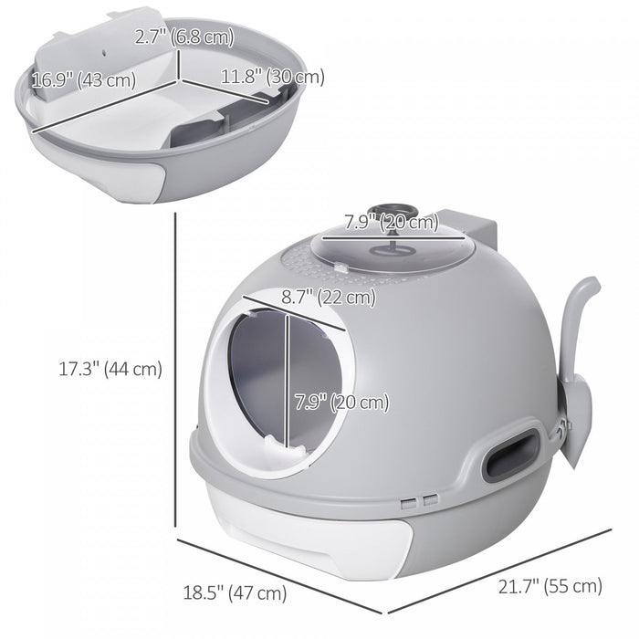 Pawhut Enclosed Cat Litter Box, Covered Litter Box With Lid And Scoop, Cat Box Enclosure With Pull-o