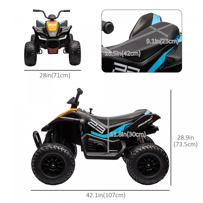 Aosom Mclaren Mcl 35 Liveries Licensed 12v Kids Atv Quad, 4 Wheeler Battery Powered Ride-On Electric
