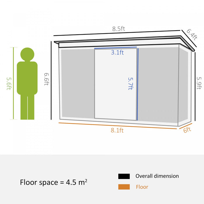 Outsunny 6' X 8.5' Garden Storage Shed, Metal Tool Storage House With Pc Boards And Double Doors For