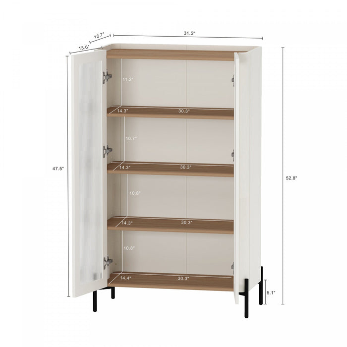 Abbey Modern 2-Piece Buffet and Bookcase in Maple and Off White 