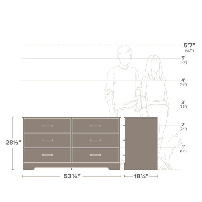 Prepac Rustic Ridge Farmhouse 6-Drawer Dresser - White