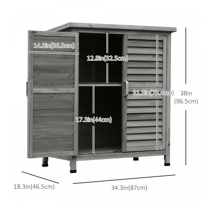 Outsunny Garden Shed Wooden Garden Storage Shed 2 Door Unit Solid Fir Wood Garage Tool Organisation 