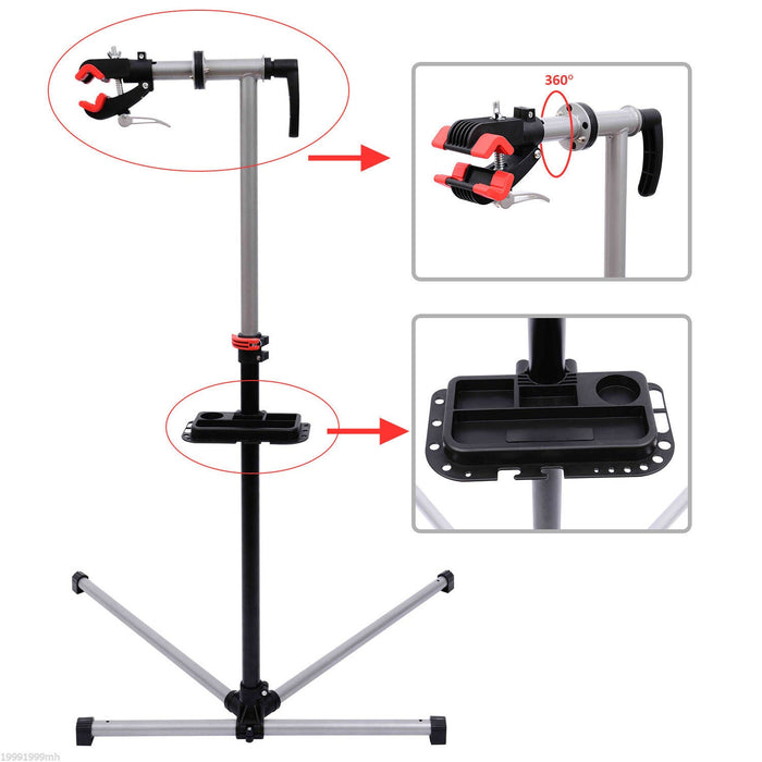 Homcom Bike Repair Stand Adjustable 47\" To 75\" Tool Tray Bicycle Cycle Rack Work