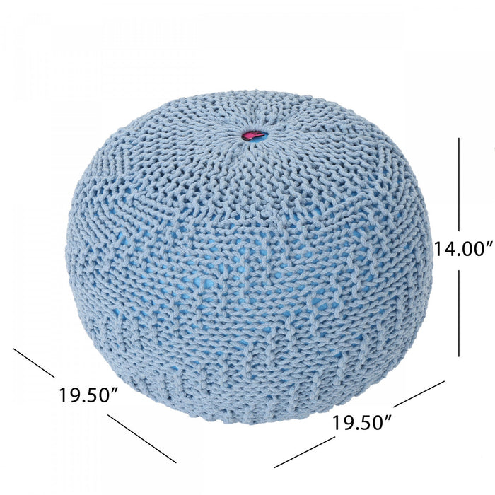 Murphy Upholstered Pouf,100% Cotton - Teal 