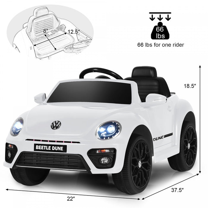 Costway 12v Kids Ride On Car Licensed Volkswagen Beetle W/ Remote Control & Music White