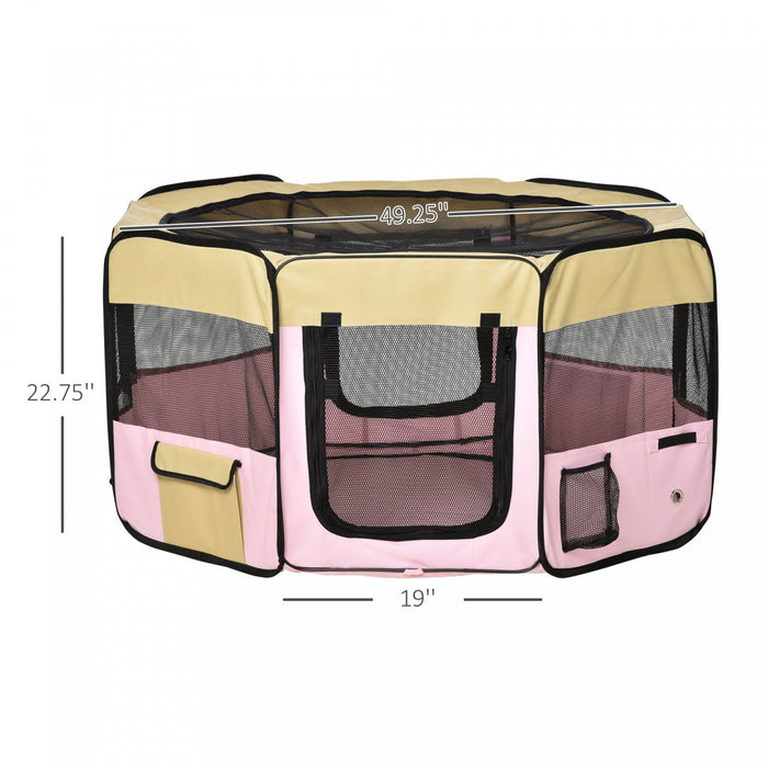 Pawhut 49-inch Large Exercise Puppy Pet Playpen Portable Dog Cat Pet Play Pen Pet Cage Tent Kennel C