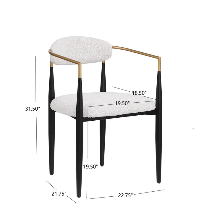 Mila Dining Chair Set Of 2 With Upholstered Fabric And Metal Frame - White and Black 