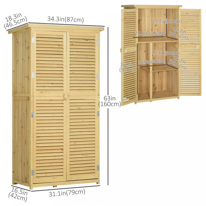 Outsunny 3' X 5' Wooden Garden Storage Shed, Sheds & Outdoor Storage With Asphalt Roof & 2 Large Woo