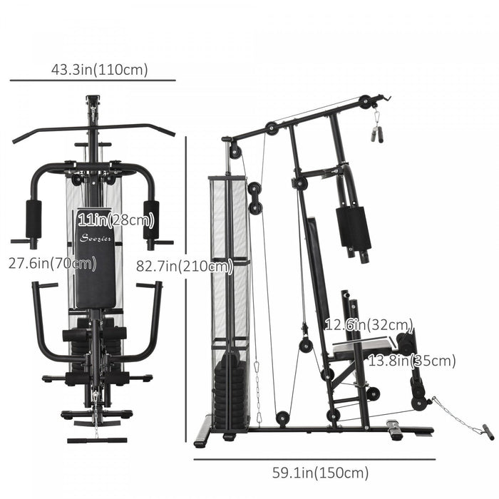 Soozier Home Gym, Multifunction Gym Equipment Workout Station With 100lbs Weight Stack For Lat Pulld