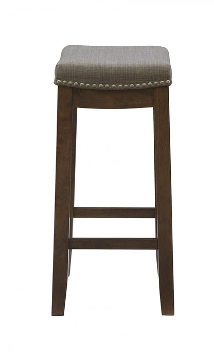 Claridge Linen-Look Fabric Backless Saddle Counter-Height Stool - Dark Brown