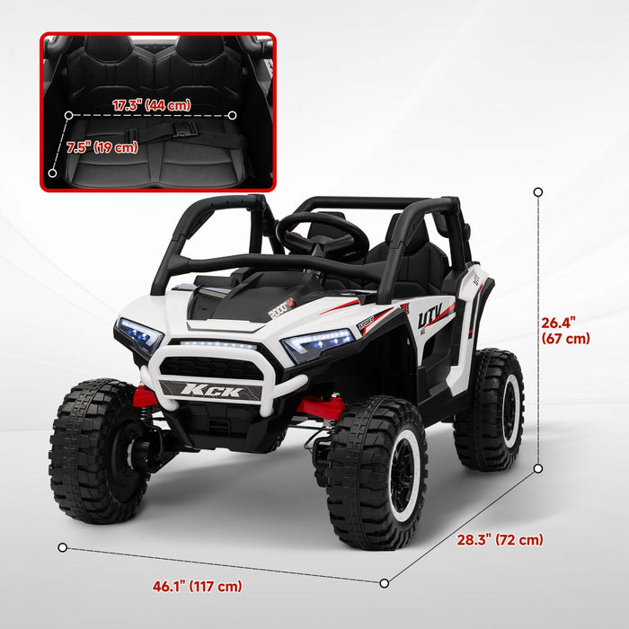 Qaba 24v 7ah Powered Ride-On Truck, 2 Seater 4wd Battery Powered Electric Car For Kids With 4 Spring