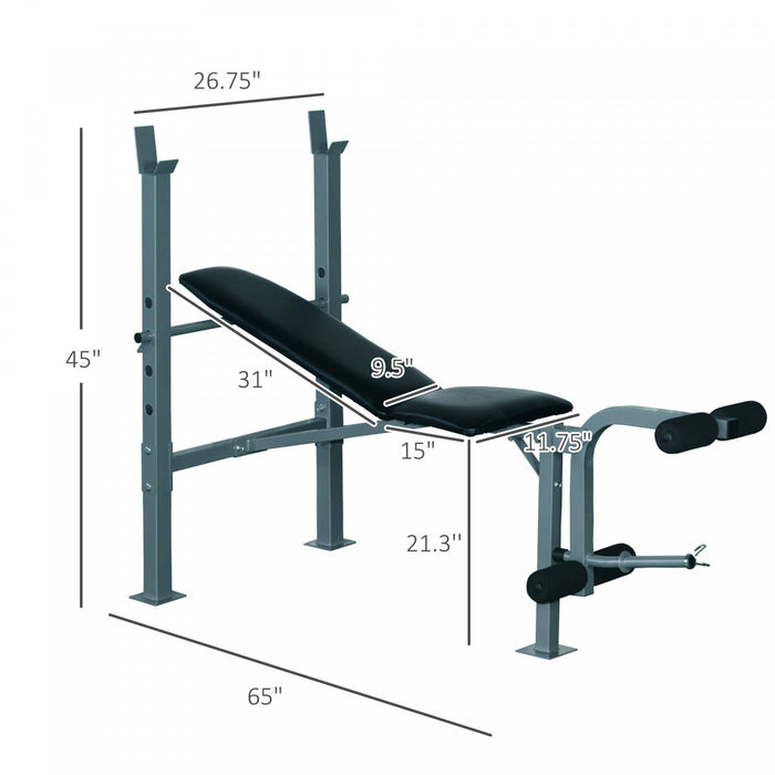 Soozier Incline Decline Weight Bench With Leg Extension And Barbell Rack, Adjustable Bench Press Wei