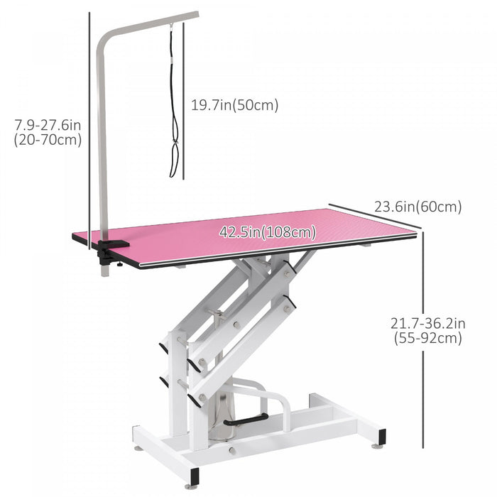 Pawhut Dog Grooming Table, Deluxe Professional Pet Grooming Table For Larger Dogs Z-lift Hydraulic W